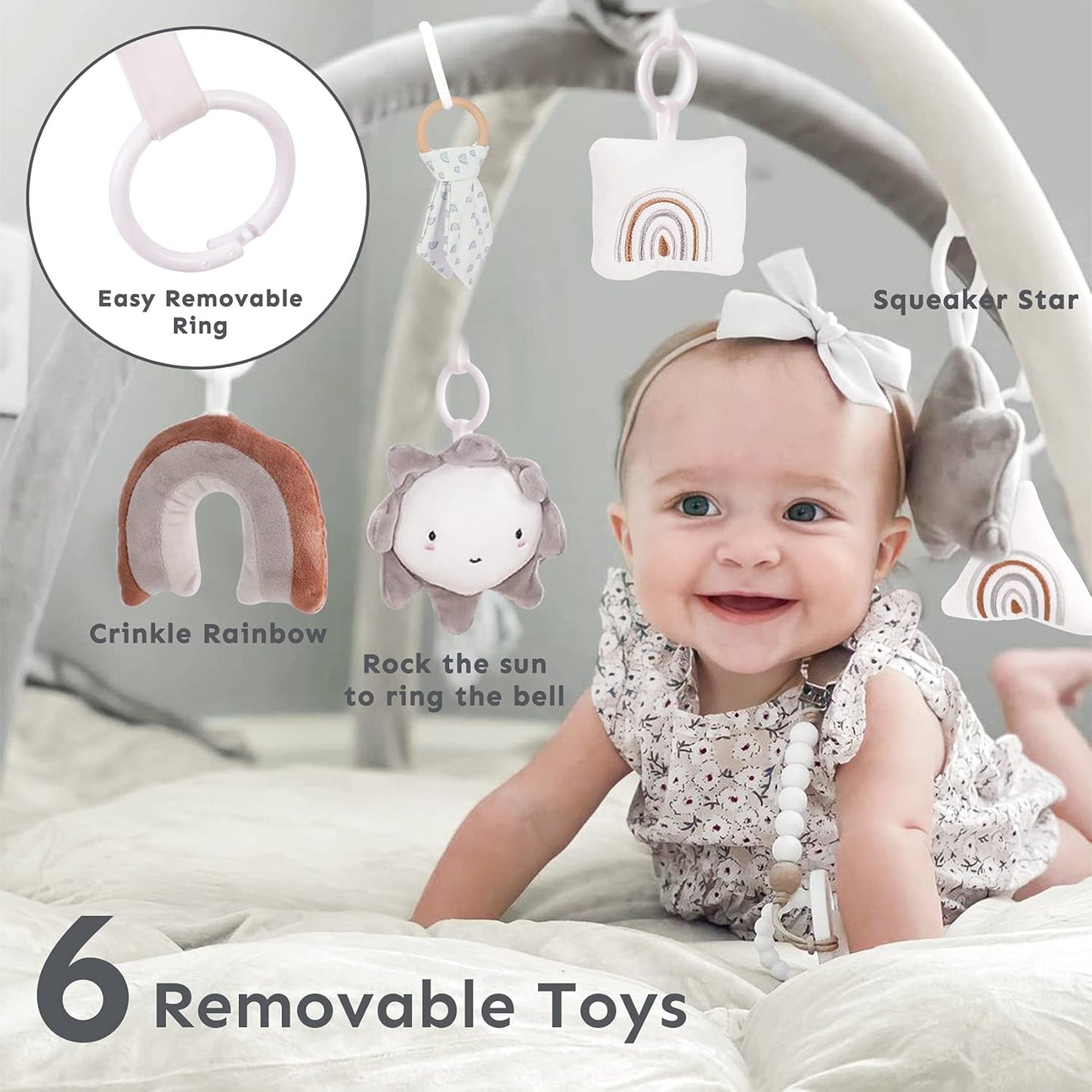 💥Last day special price $39.99-🔥5-in-1 Thick & Plush Baby Play Gym