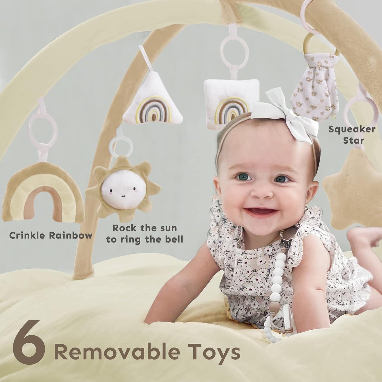 💥Last day special price $39.99-🔥5-in-1 Thick & Plush Baby Play Gym