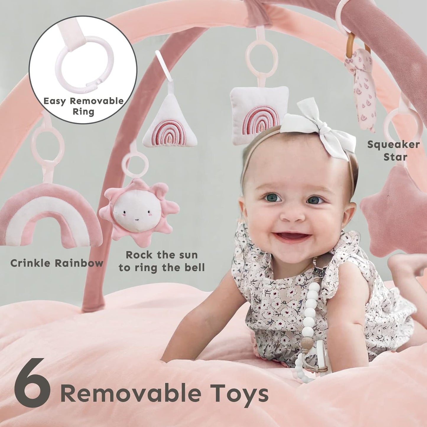💥Last day special price $39.99-🔥5-in-1 Thick & Plush Baby Play Gym