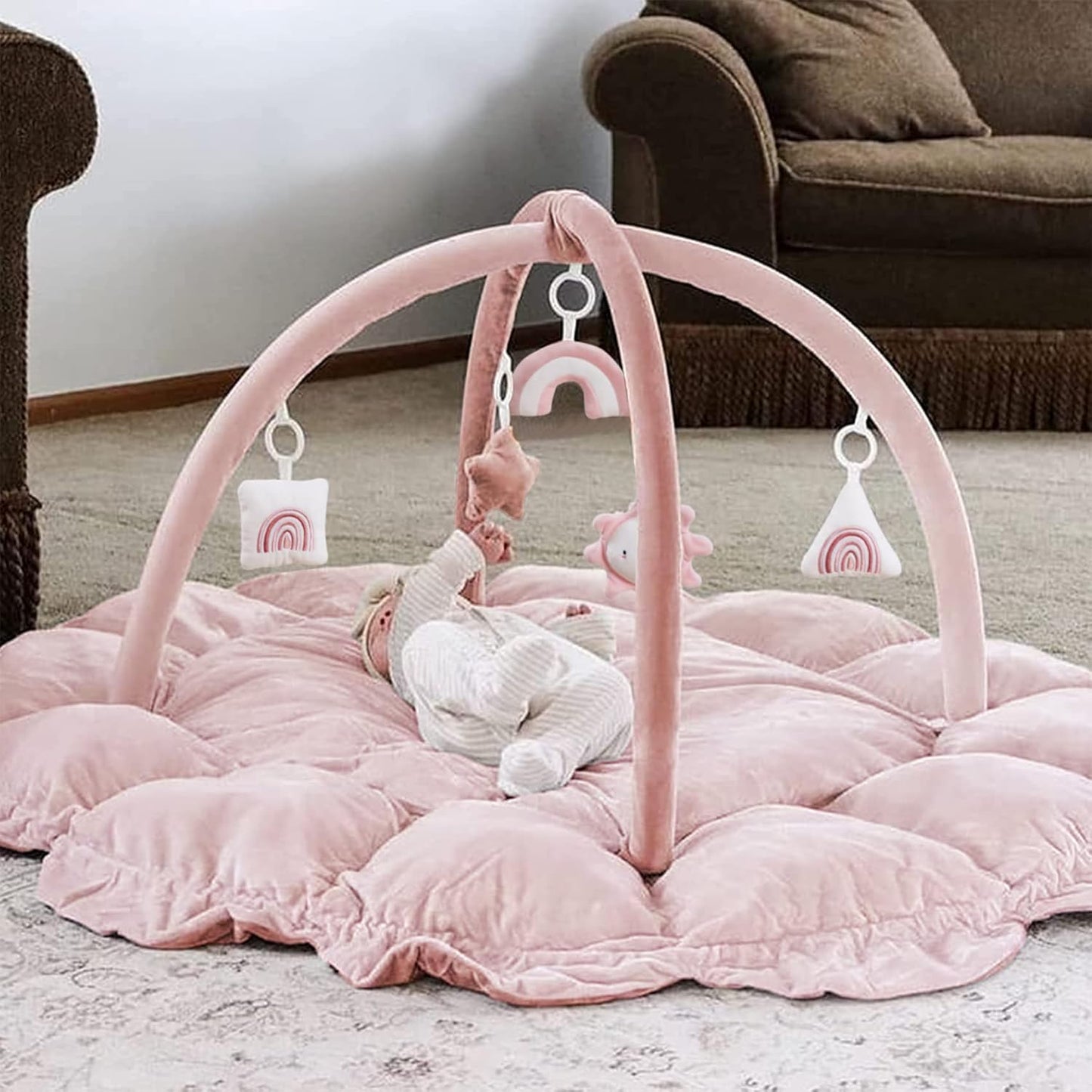 💥Last day special price $39.99-🔥5-in-1 Thick & Plush Baby Play Gym