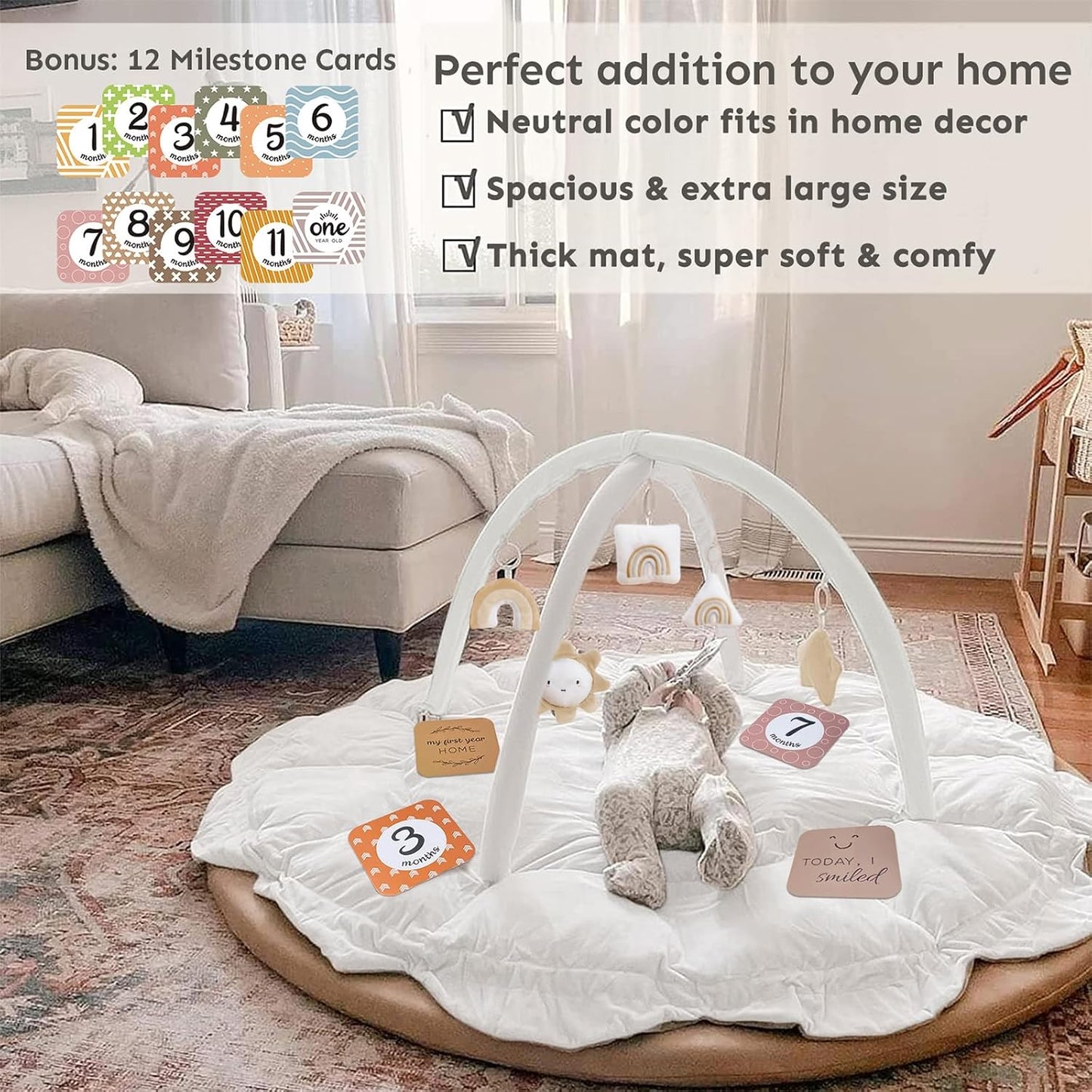 💥Last day special price $39.99-🔥5-in-1 Thick & Plush Baby Play Gym