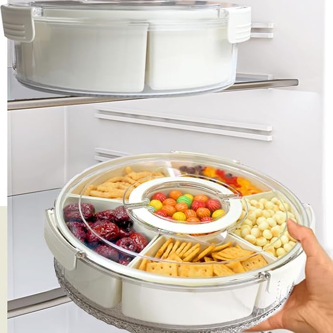 Round Multi - Compartment Sealed Snack Storage Box: Classified Storage, Fresh - Keeping and Dust - Proof, Practical for Home and Parties