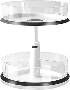Double - Layer Adjustable Rotating Storage Rack: 360° Rotation, Height Adjustable, A Good Storage Item for Multiple Scenarios