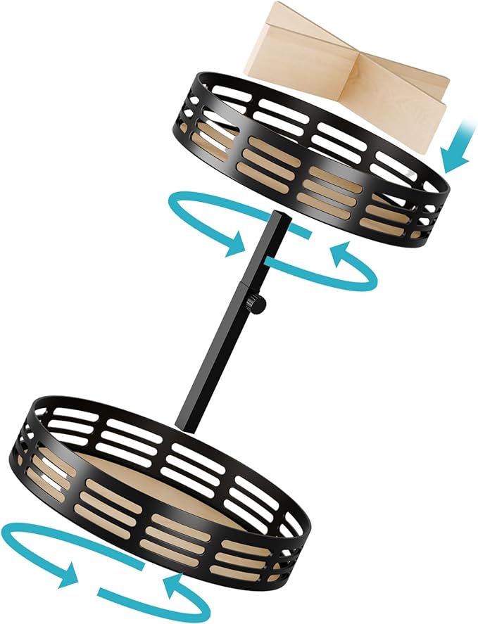 Double - Layer Rotatable Kitchen Storage Rack: 360° Smooth Rotation, Multi - Gear Height Adjustment, A Great Helper for Classified Storage