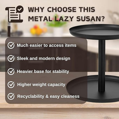 Double - Layer Metal Rotating Storage Rack: 360° Smooth Rotation, Large Capacity, Suitable for Multiple Kitchen and Living Scenarios