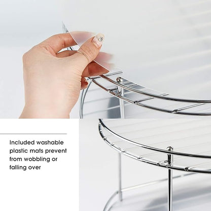 Double - Layer Metal Rotating Storage Rack: 360° Smooth Rotation, Large Capacity, A Great Helper for Kitchen Organization in Multiple Scenarios