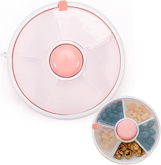 Press - Rotating Multi - Compartment Snack Box: Portable Classification, Transparent and Visible, Healthy Material, Combining Play and Storage