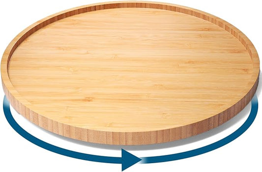 Bamboo 360° Rotating Storage Tray: Large Capacity, Stable and Durable, A Great Helper for Kitchen and Home Organization
