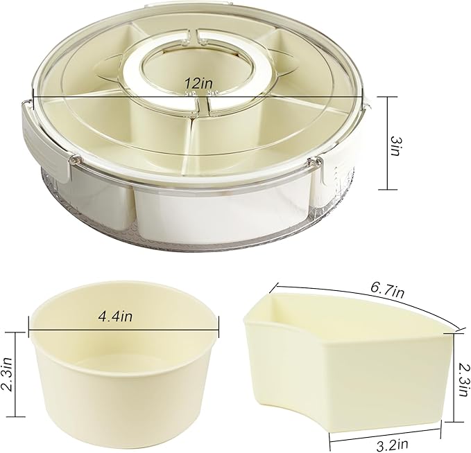Round Multi - Compartment Sealed Snack Storage Box: Classified Storage, Fresh - Keeping and Dust - Proof, Practical for Home and Parties