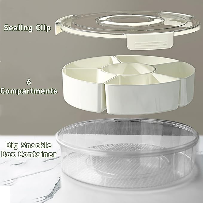 Round Multi - Compartment Sealed Snack Storage Box: Classified Storage, Fresh - Keeping and Dust - Proof, Practical for Home and Parties
