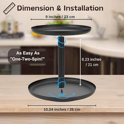 Double - Layer Metal Rotating Storage Rack: 360° Smooth Rotation, Large Capacity, Suitable for Multiple Kitchen and Living Scenarios