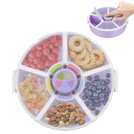 Press - type Multi - compartment Rotating Snack Box: Convenient Food Taking, Classified Storage, Food - Grade Material, Suitable for Multiple Scenarios