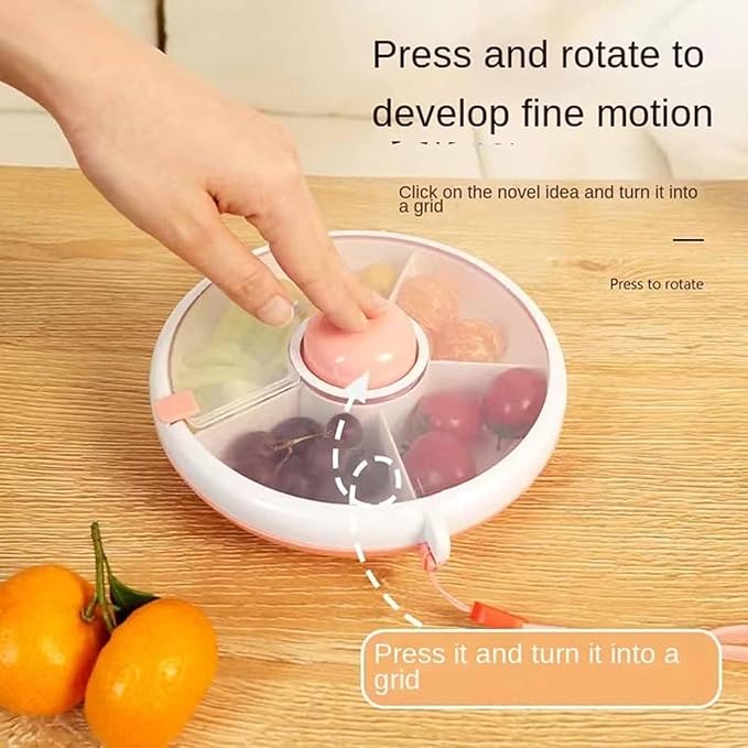 Press - Rotating Multi - Compartment Snack Box: Portable Classification, Transparent and Visible, Healthy Material, Combining Play and Storage