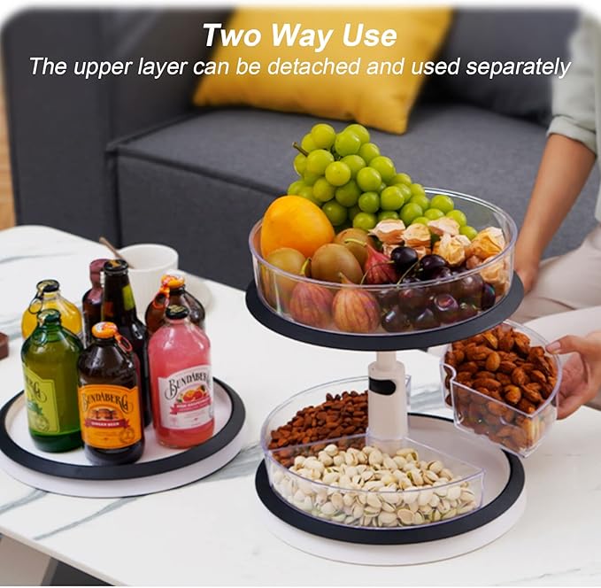 Double - Layer Adjustable Rotating Storage Rack: 360° Rotation, Height Adjustable, A Good Storage Item for Multiple Scenarios