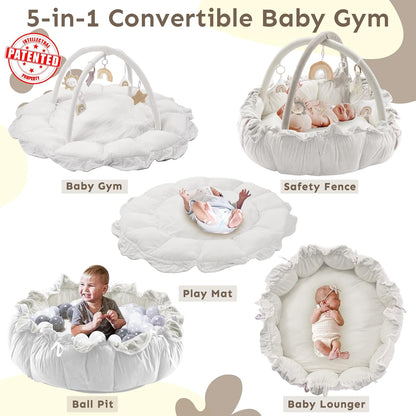 💥Last day special price $39.99-🔥5-in-1 Thick & Plush Baby Play Gym