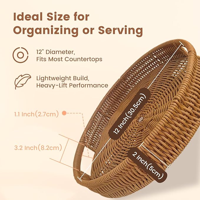 Rattan 360° Rotating Storage Tray: Multi - Scenario Practical, Large Capacity, Easy to Clean
