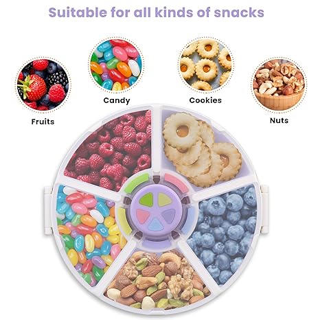 Press - type Multi - compartment Rotating Snack Box: Convenient Food Taking, Classified Storage, Food - Grade Material, Suitable for Multiple Scenarios