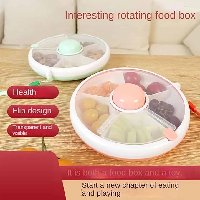Press - Rotating Multi - Compartment Snack Box: Portable Classification, Transparent and Visible, Healthy Material, Combining Play and Storage