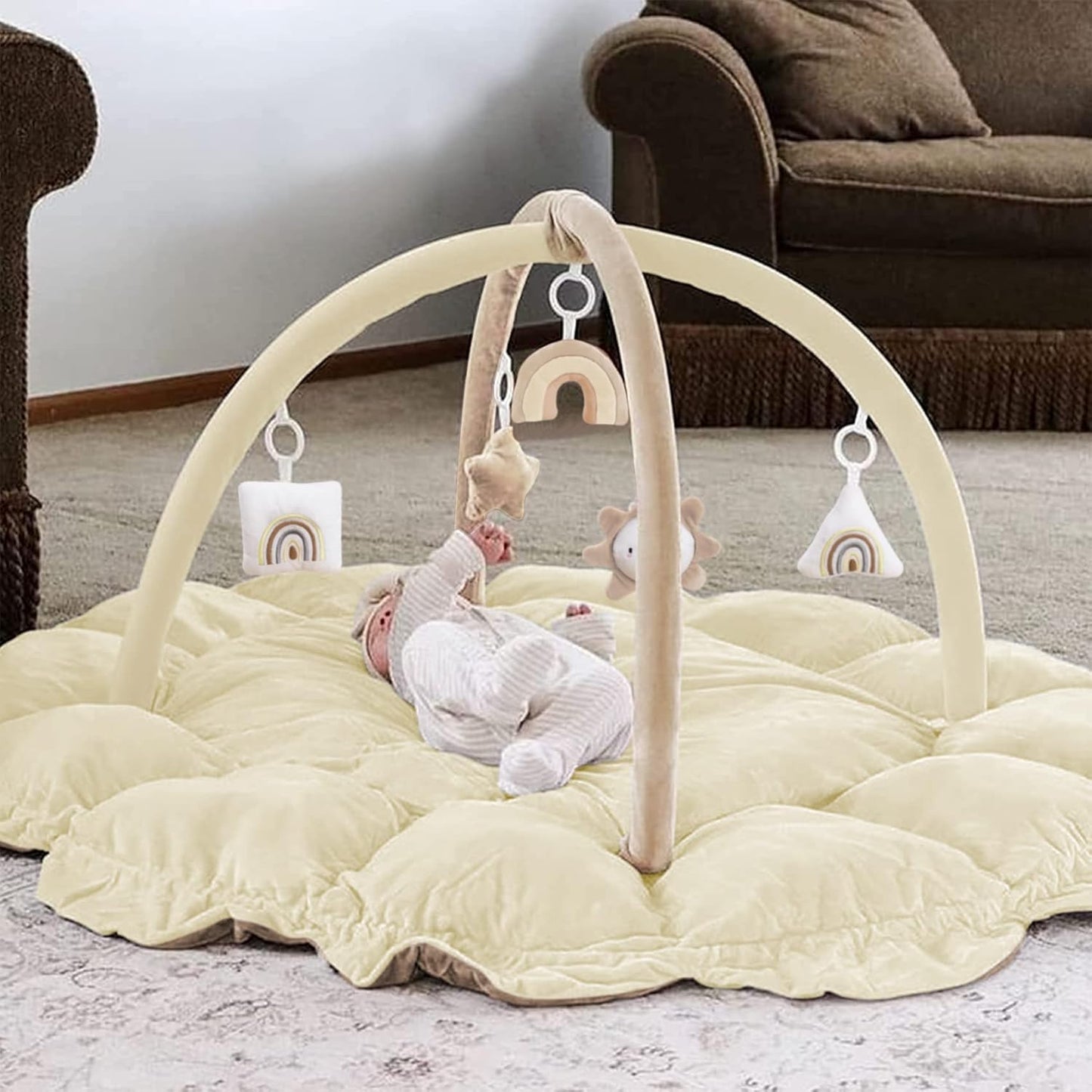💥Last day special price $39.99-🔥5-in-1 Thick & Plush Baby Play Gym