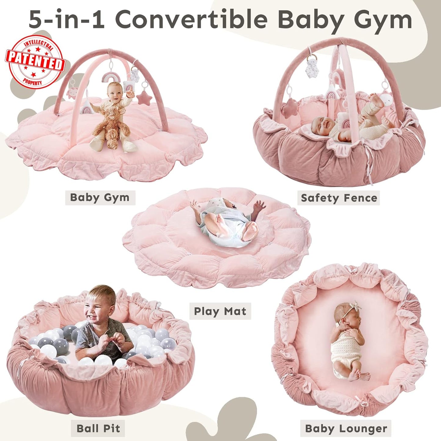 💥Last day special price $39.99-🔥5-in-1 Thick & Plush Baby Play Gym