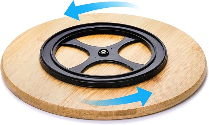 Ceramic Compartmentalized Rotating Snack Tray: Multi - Compartment Storage, 360° Smooth Rotation, Bamboo and Wood Base, Exquisite and Practical