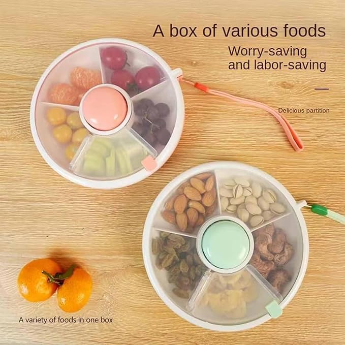 Press - Rotating Multi - Compartment Snack Box: Portable Classification, Transparent and Visible, Healthy Material, Combining Play and Storage
