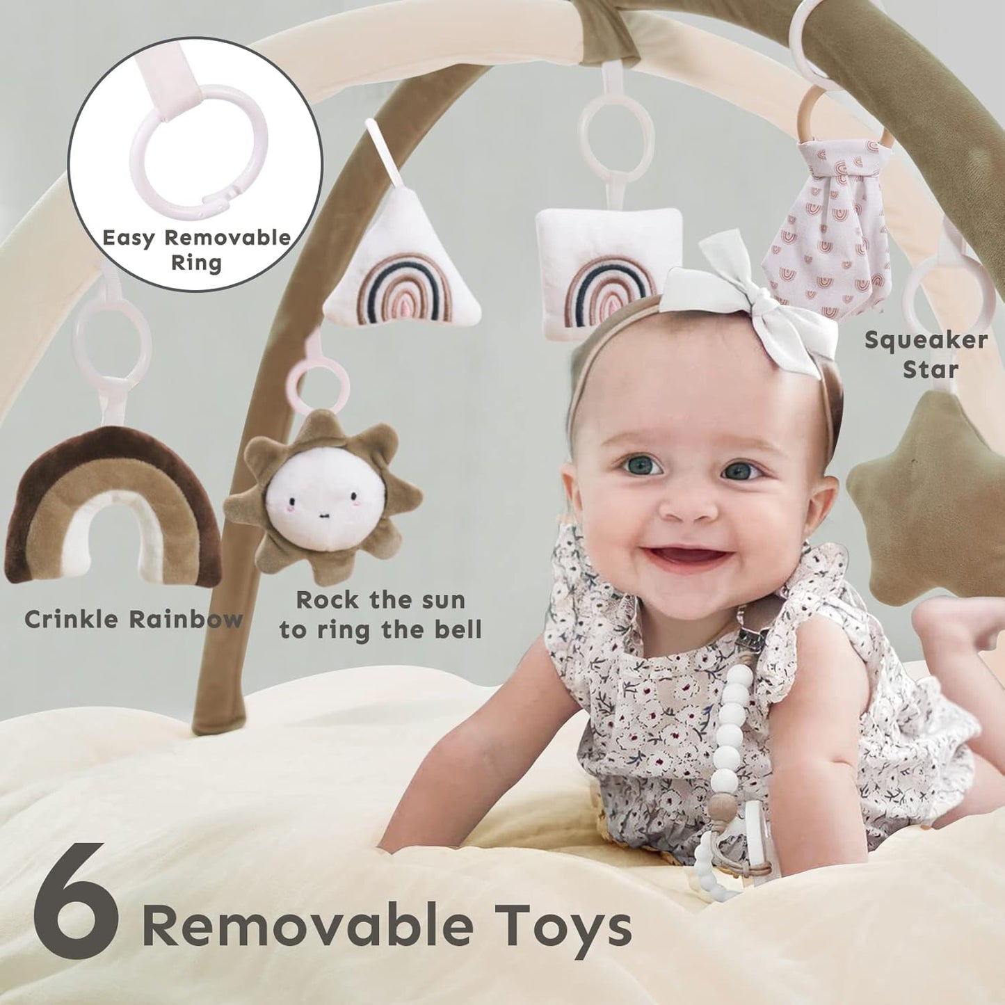 💥Last day special price $39.99-🔥5-in-1 Thick & Plush Baby Play Gym