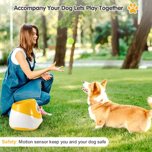 💥Last day special price $42.99-Automatic Dog Ball Launcher with 3 Mini Tennis Balls