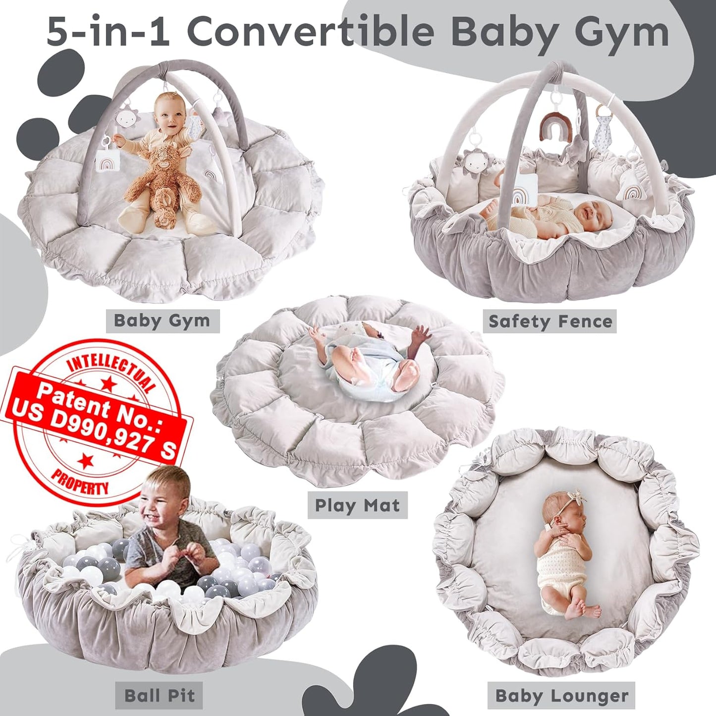💥Last day special price $39.99-🔥5-in-1 Thick & Plush Baby Play Gym