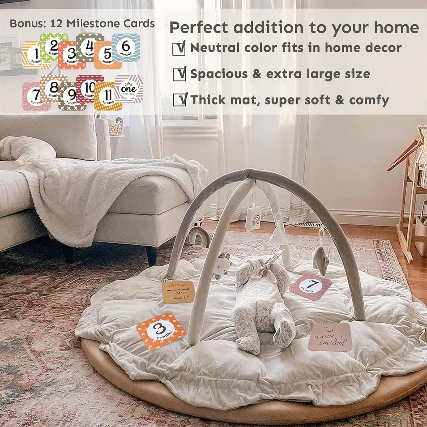 💥Last day special price $39.99-🔥5-in-1 Thick & Plush Baby Play Gym
