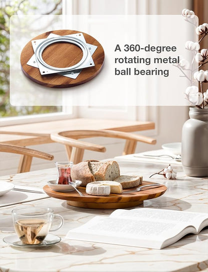 Wooden 360° Rotating Storage Tray: Large Capacity, Stable and Smooth, A Great Helper for Organizing in Multiple Kitchen and Living Scenarios