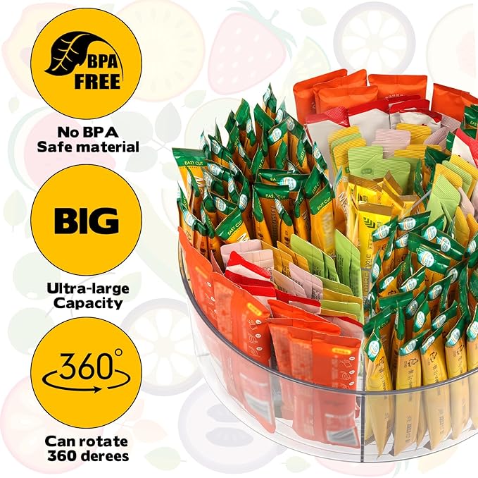360° Rotating Transparent Snack Storage Tray: Large Capacity, BPA - Free Material, Multi - Scenario Classified Storage
