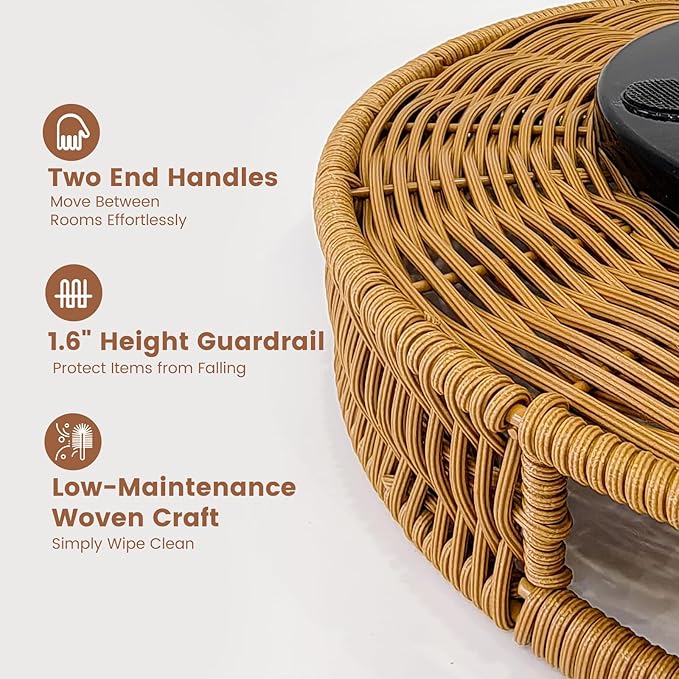 Rattan 360° Rotating Storage Tray: Multi - Scenario Practical, Large Capacity, Easy to Clean