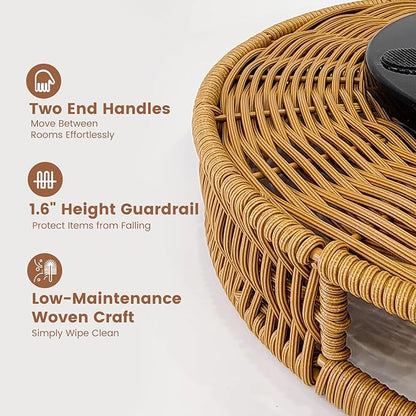 Rattan 360° Rotating Storage Tray: Multi - Scenario Practical, Large Capacity, Easy to Clean