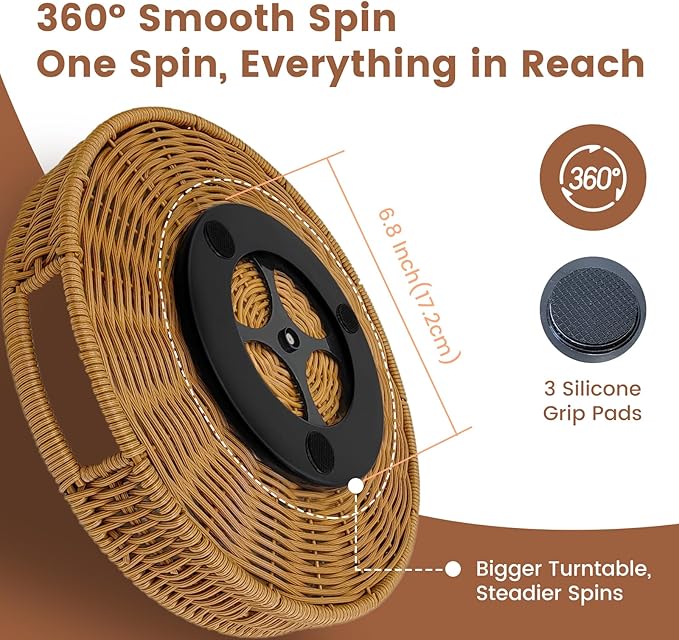 Rattan 360° Rotating Storage Tray: Multi - Scenario Practical, Large Capacity, Easy to Clean