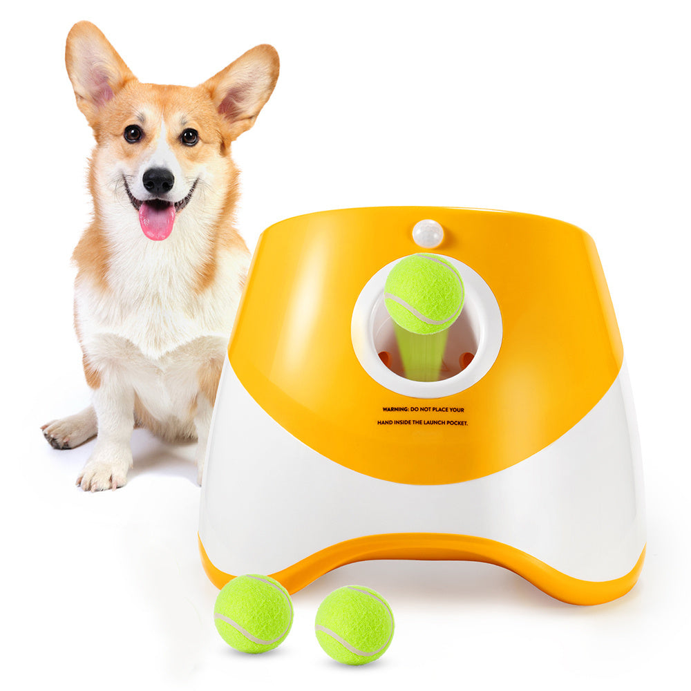 💥Last day special price $42.99-Automatic Dog Ball Launcher with 3 Mini Tennis Balls
