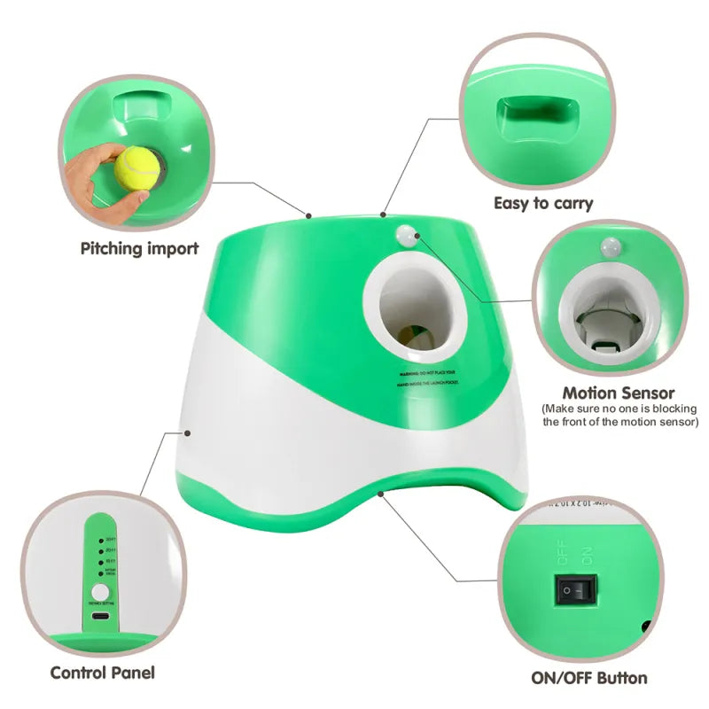 💥Last day special price $42.99-Automatic Dog Ball Launcher with 3 Mini Tennis Balls